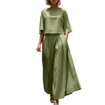 Womens Pant Suit Women's Trousers Suit Casual Wear Loose Fit Wide Leg Pants With Short Sleeve Womens Bibs Overalls Insulated Tuxedo Ca Mode Jumpsuit Champagne Romper Formal Tops for Women Eve Green XL