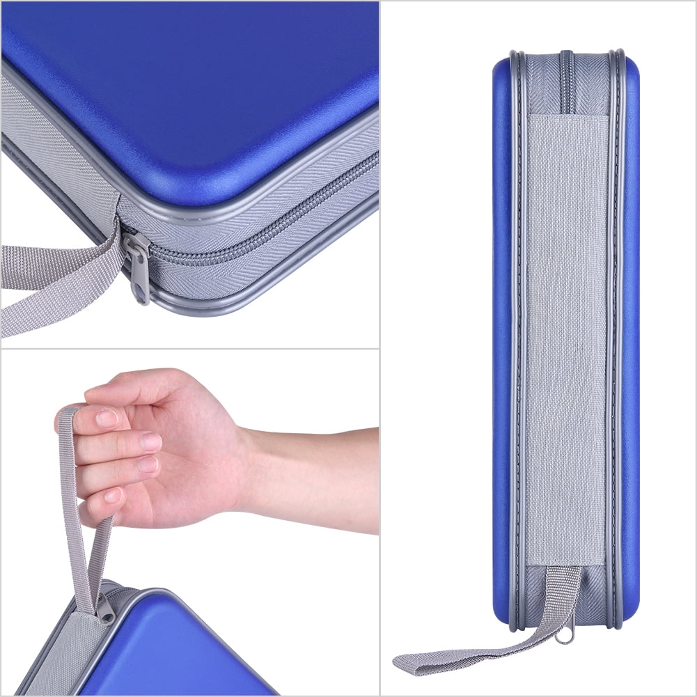 (4 pack) 96 Capacity CD Case,Blue Hard Plastic CD/DVD Holder Portable Wallet