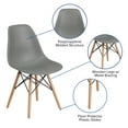 thumbnail image 6 of Emma + Oliver Moss Gray Plastic Chair with Wooden Legs, 6 of 13