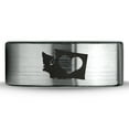 thumbnail image 2 of Tungsten Washington The Evergreen State Heart Band Ring 8mm Men Women Comfort Fit Brushed Gray Flat Cut Black Polished, 2 of 4
