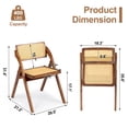 thumbnail image 5 of Ktaxon 2Pcs Rattan Folding Chairs, Modern Mid Century Dining Chairs, Outdoor Rubberwood Chairs for Patio, Indoor, Bedroom, Living Room, Reading Room, Dining Kitchen, Walnut, 5 of 11
