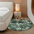 thumbnail image 3 of Green Palm Leaves Round Area Rug 7 FT, Non Slip Living Room Area Carpet, Summer Tropical Leaf Vintage Washable Soft Circular Rug Non-Shedding Floor Carpet for Bedside Office Play Room Classroom, 3 of 9