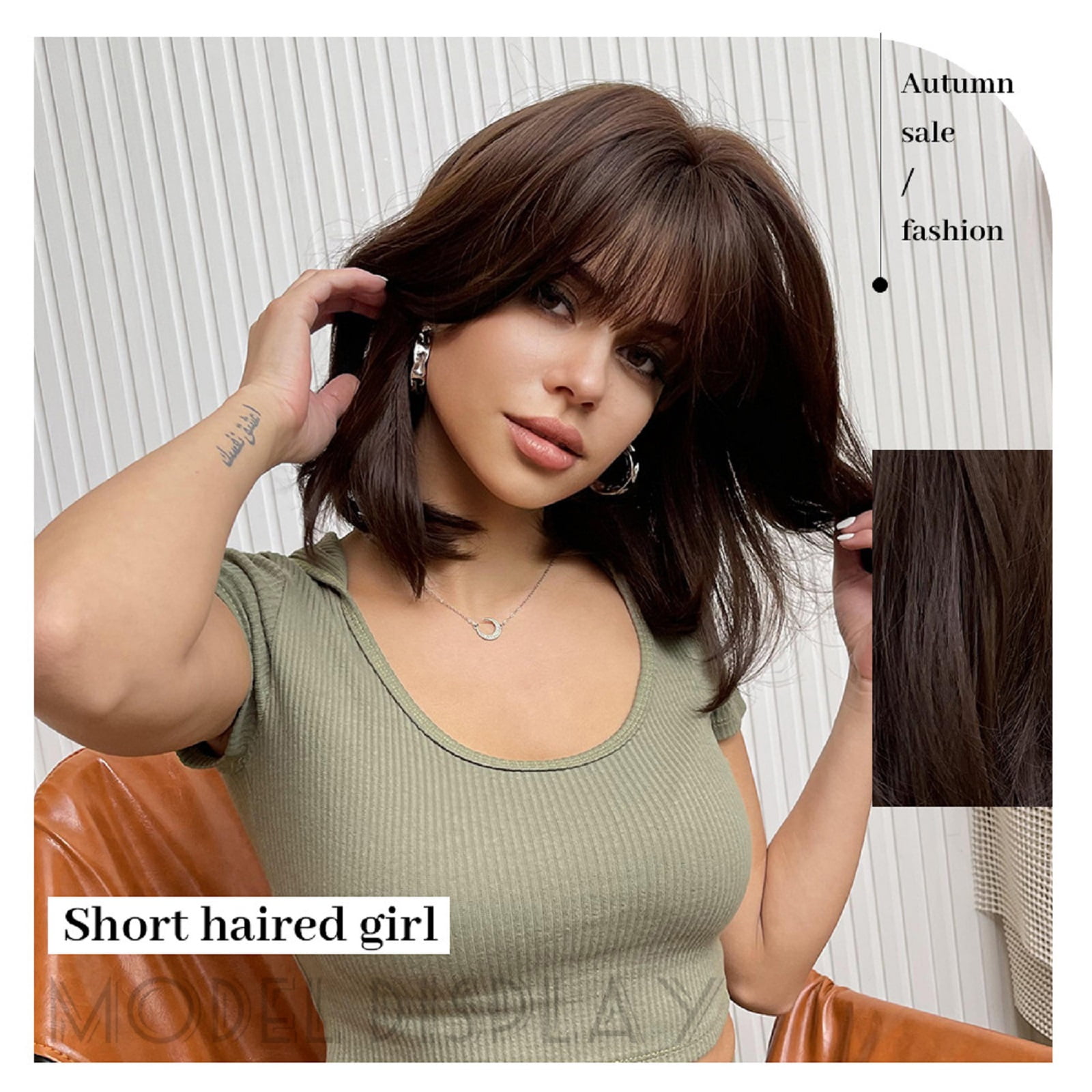 Black Brown Wigs for Women Lace Front Wigs Human Hair Shoulder Length Short Bob Hair Wigs