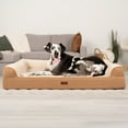 thumbnail image 4 of FurHaven Plush & Embossed Velvet Dreamer Orthopedic Sofa Pet Bed for Dogs and Cats - Cognac, Jumbo Plus, 4 of 11