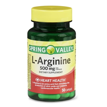 (2 Pack) Spring Valley L-Arginine Capsules, 500 mg, 50 (Best Arginine Supplement For Ed)