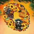 thumbnail image 2 of Designocracy Set of 2 Witch Pumpkin Cat Wreath Wooden Halloween Ornaments 5.5", 2 of 5