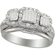 1/3 Carat T.W. Princess Diamond Sterling Silver Bridal Set