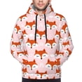 thumbnail image 2 of Bingfone cute fox pink Men's Drawstring Hoodie Long Sleeve Pocket Sweatshirts-4X-Large, 2 of 6