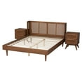 thumbnail image 3 of Baxton Studio Rina Mid-Century Modern Ash Walnut Finished Wood 3-Piece Queen Size Bedroom Set with Synthetic Rattan, 3 of 7