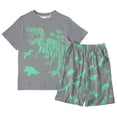 thumbnail image 2 of SGFCWSX Boys Summer Outfits Short Sleeve Top and Elastic Waist Shorts Dinosaur Graphic Casual Daily Playwear for Kids Gray Size 8, 2 of 5