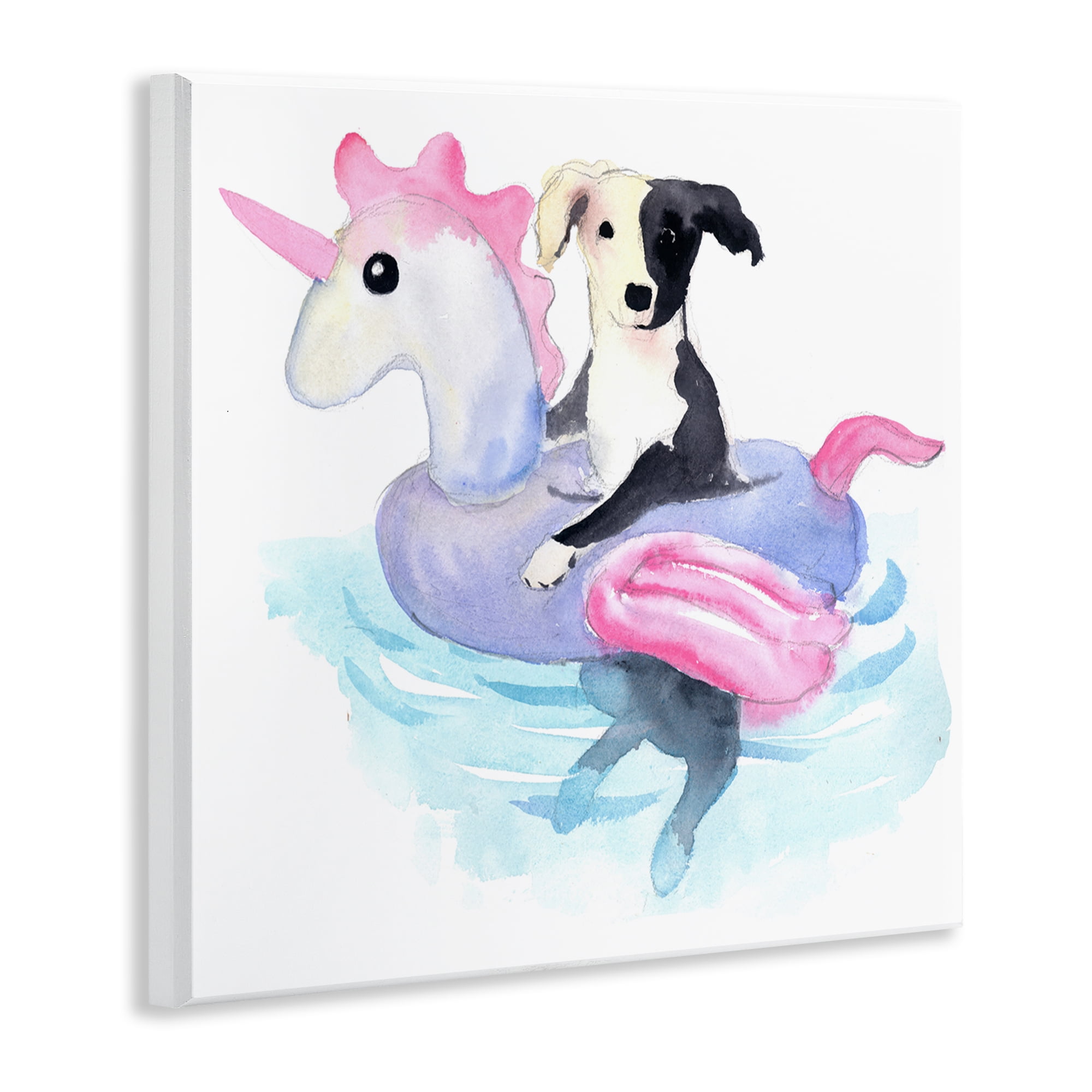 Stupell Industries Sandy Dog Pool Float Animals Painting Unframed Art Print Wall Art, 12 x 12