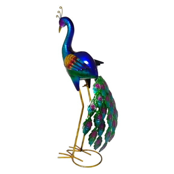 simhoa Peacock Garden Statue Decorative Figurine Metal Lawn Ornament Iron Art Sculpture for Landscape Lawn Outdoor Housewarming Gift
