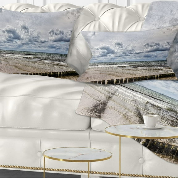 Designart Stormy Weather in Hiddensee Sea - Seascape Throw Pillow - 12x20