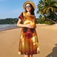 thumbnail image 4 of Fotbe Sunglasses Yellow Duck Vestido Largo de Moda para Mujer, Vestido Tipo Camiseta con Manga Corta y Estilo Casual a Rayas y Bloques de Color, 4 of 6