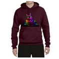 thumbnail image 2 of Neon Retro Rainbow DJ MC Hip Hop Cat | Mens Cat Lover Hooded Sweatshirt Graphic Hoodie, Maroon, Medium, 2 of 4