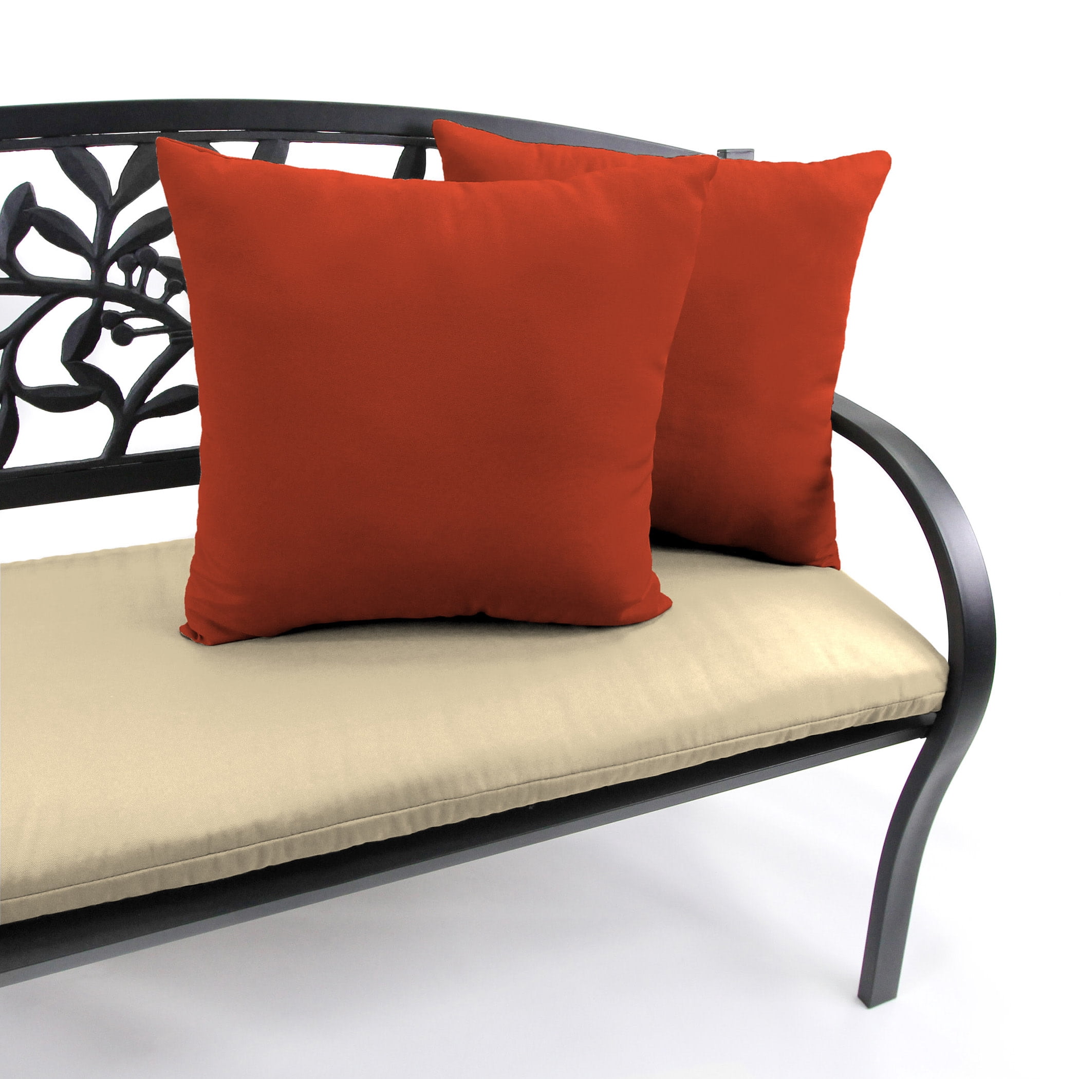 Jordan Manufacturing Sunbrella 18" x 18" Canvas Terracotta Red Solid Square Outdoor Throw Pillow (2 Pack)
