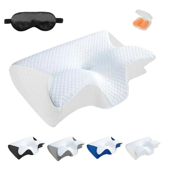 Glovoro Pillow, Pillow for Sleep Apnea, Cervical Neck Traction Pillow, Ergonomic Side Sleeper Pillows for Pain Relief, for Side, Back, Stomach Sleepers(White)