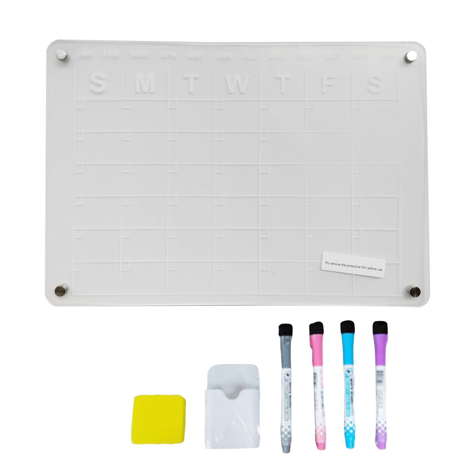 HEVIRGO 1 Set Calendar Whiteboard Fridge with Erasable Pens, Punchfree Easy to