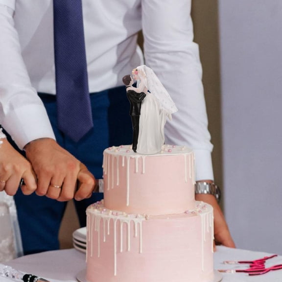 MERRYHAPY Small Multi-Color Resin Bride and Groom Cake Topper Wedding Decoration for Wedding
