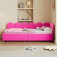 thumbnail image 2 of Twin Size Upholstered Daybed with 2 Drawers, Modern Solid Wood Corner Sofa Bed Frame, No Box Spring Required, for Living Room or Bedroom, Rose Red, 2 of 9