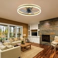 thumbnail image 3 of JLPAN Ceiling Fans with Lights,  Low Profile Flush Mount Modern Bladeless Ceiling Fan and Remote Control, 19.7" Dimmable  LED 3 Colors and 6 Speeds - Gold, 3 of 10