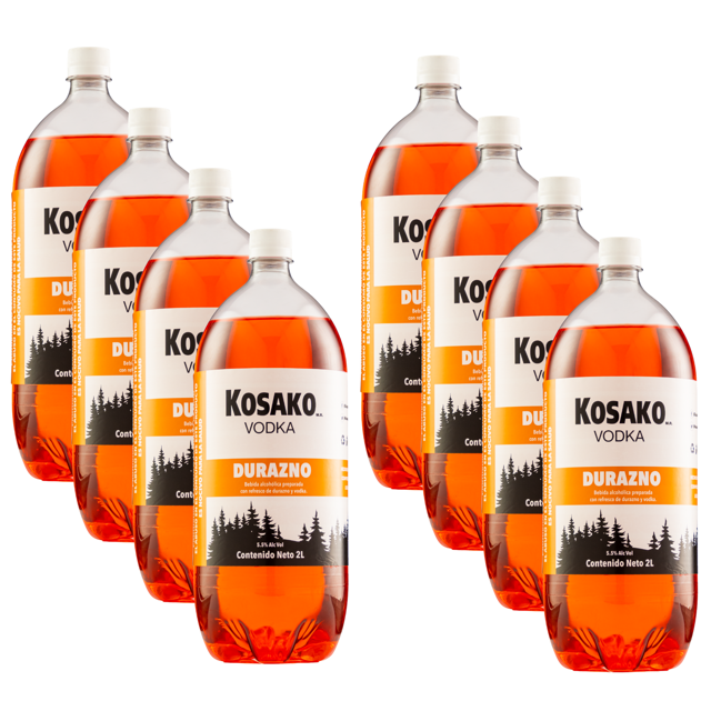 8 Pack Bebida Kosako Durazno 2000 Ml Kosako Bebida Preparada con Vodka