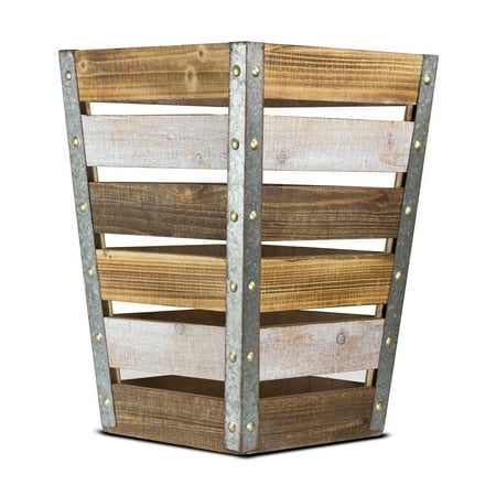 American Art Decor Wood & Metal Large Storage Crate - 19.5" x 13.5" x 13.5"