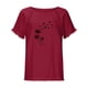 thumbnail image 5 of Blusa de manga corta con estampado regular de flecos y cuello redondo de algodón y cáñamo para mujer OAVQHLG3B Store  lin121212, 5 of 5