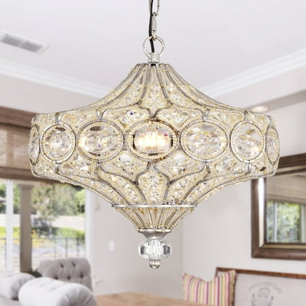 Rilo 15 in. 4-Light Indoor Antique Silver Finish Chandelier