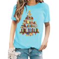 thumbnail image 5 of Aligament Christmas Shirts for Women, Blue Christmas Gifts, Women's Christmas Print Round Neck Short Sleeve T Shirt Top, 5 of 5