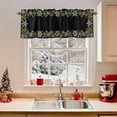 thumbnail image 2 of Rod Pocket Window Valances Winter Snowflake on Black Background Short Kitchen Curtains Gold White Pattern Window Treatment Drapes for Bedroom Bathroom Living Room 54x18In,1 Panel, 2 of 7