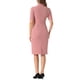 thumbnail image 3 of Vestido ajustado de mujer Inspire Chic con escote en V y mangas cortas, vestido midi bodycon para el trabajo en gris y rosa, talla S, 3 of 6