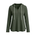 thumbnail image 7 of CQONEPT Waffle Knit Hoodies for Women Lightweight Comfy Pullover Tops Drawstring Long Sleeve Loose Fall Fashion Sweatshirts Blouse Green S, 7 of 7