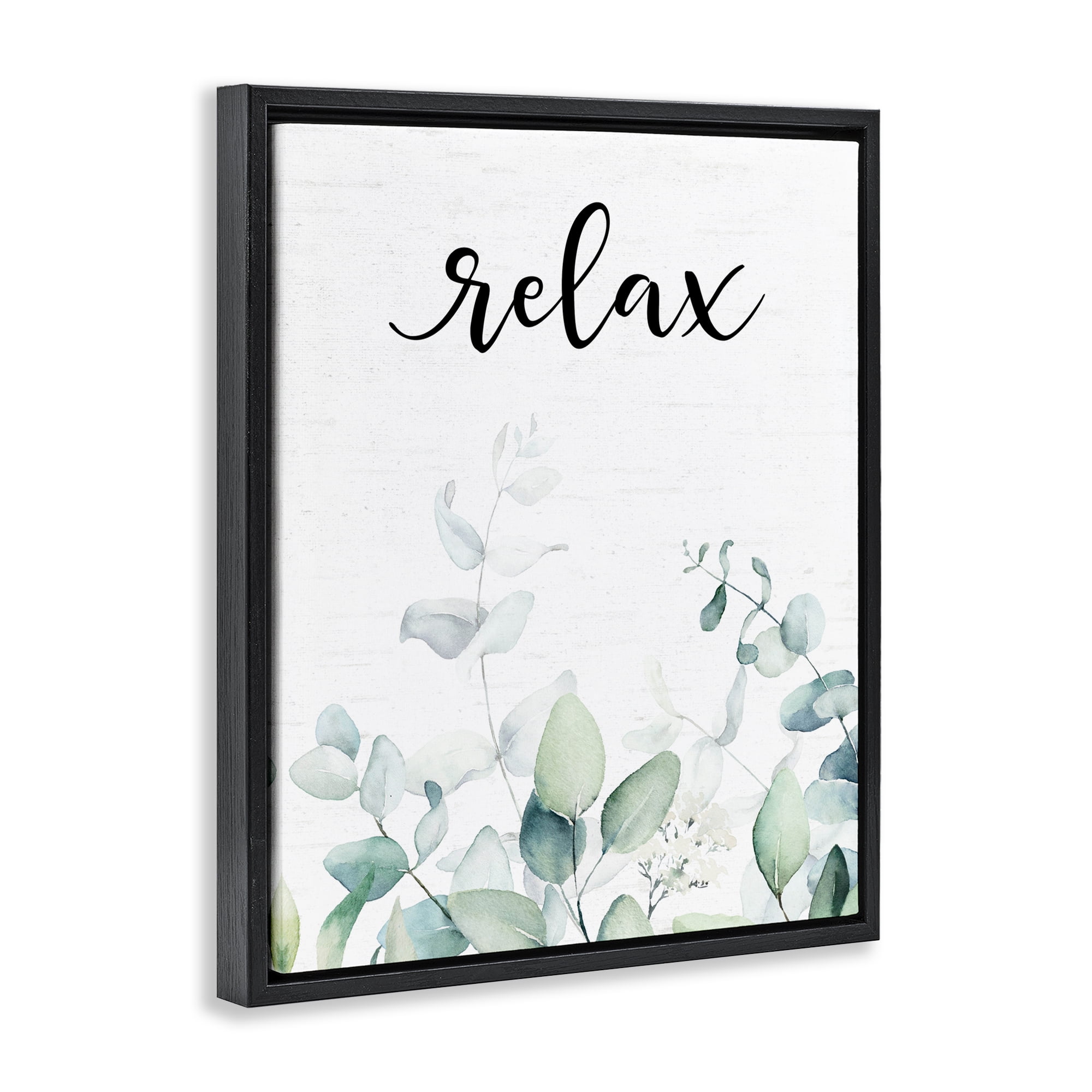 Relax Leafy Herbs Black Framed Floater Canvas Wall Art, design by Lettered and Lined