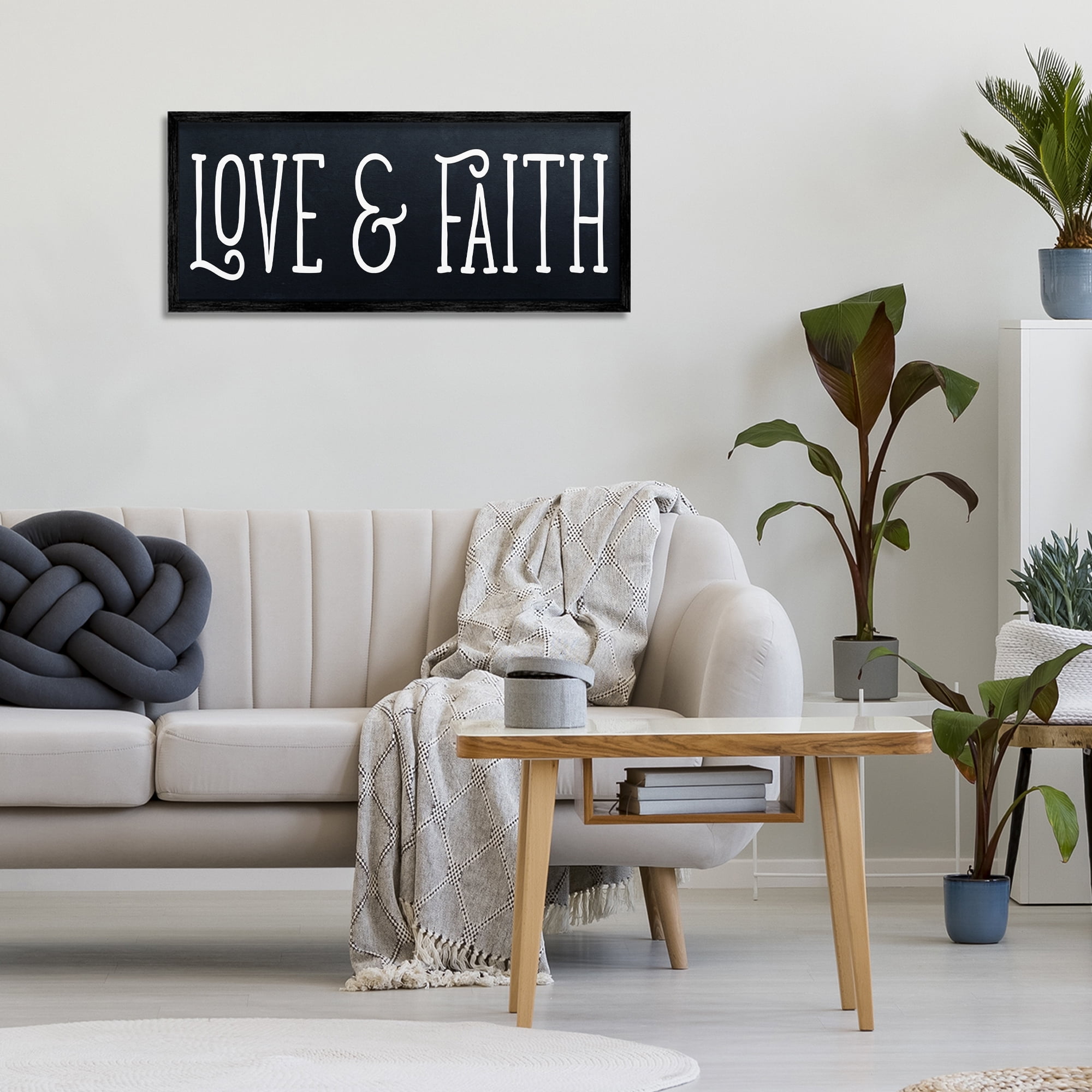 Stupell Industries Love & Faith on Black Black Framed Giclee Art, design by SD Graphics Studio