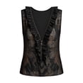 thumbnail image 6 of Boho Tank Tops for Women Summer Lightweight Mesh Half Zip Ruffle V Neck Sleeveless Shirt Casual Blouse, 6 of 6