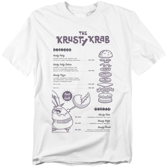 Spongebob T-Shirt Krusty Krab Menu Unisex Graphic Tee for Men & Women