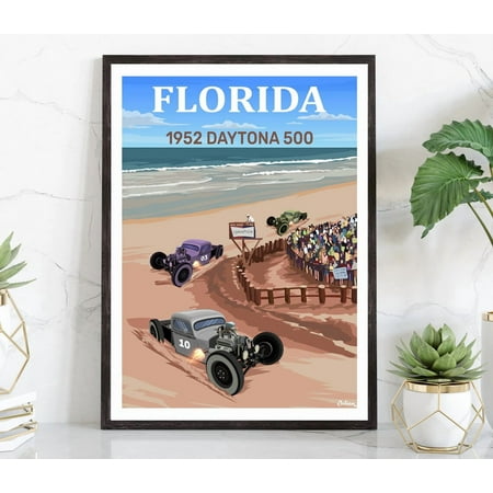 Daytona 500, Vintage Florida, Travel Print, Modern Wall Art Home Decor #1229, 12x18 UNFRAMED