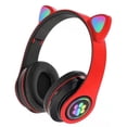 thumbnail image 2 of Cateissary Flash Light Cute Cat Ears Auriculares inalámbricos con control de micrófono LED Girl Stereo Music Phone Headset Cables de audio/vídeo Rojo, 2 of 6