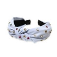 thumbnail image 2 of Linyer Fashion Hair Band Hoop Bow Tie Embellished Headband with Rhinestones Colorful Wide Adjustable Headbands for Women Girls Gray, 2 of 3