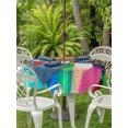thumbnail image 3 of Outdoor Table Cloth with Umbrella Hole and Zipper, Colorful Oil Painted Waterproof Round Tablecloth 54 Inch, Modern Abstract Art Vintage Washable Table Cover for Outside Party Patio Picnic, 3 of 8