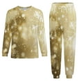 thumbnail image 3 of Elegant Gold Christmas Snowflake Men's Pajama Set Sleepwear Pjs Lightweight Long Sleeve Crewneck Shirts and Bottoms Soft Comfy Sleep Sets L, 3 of 5