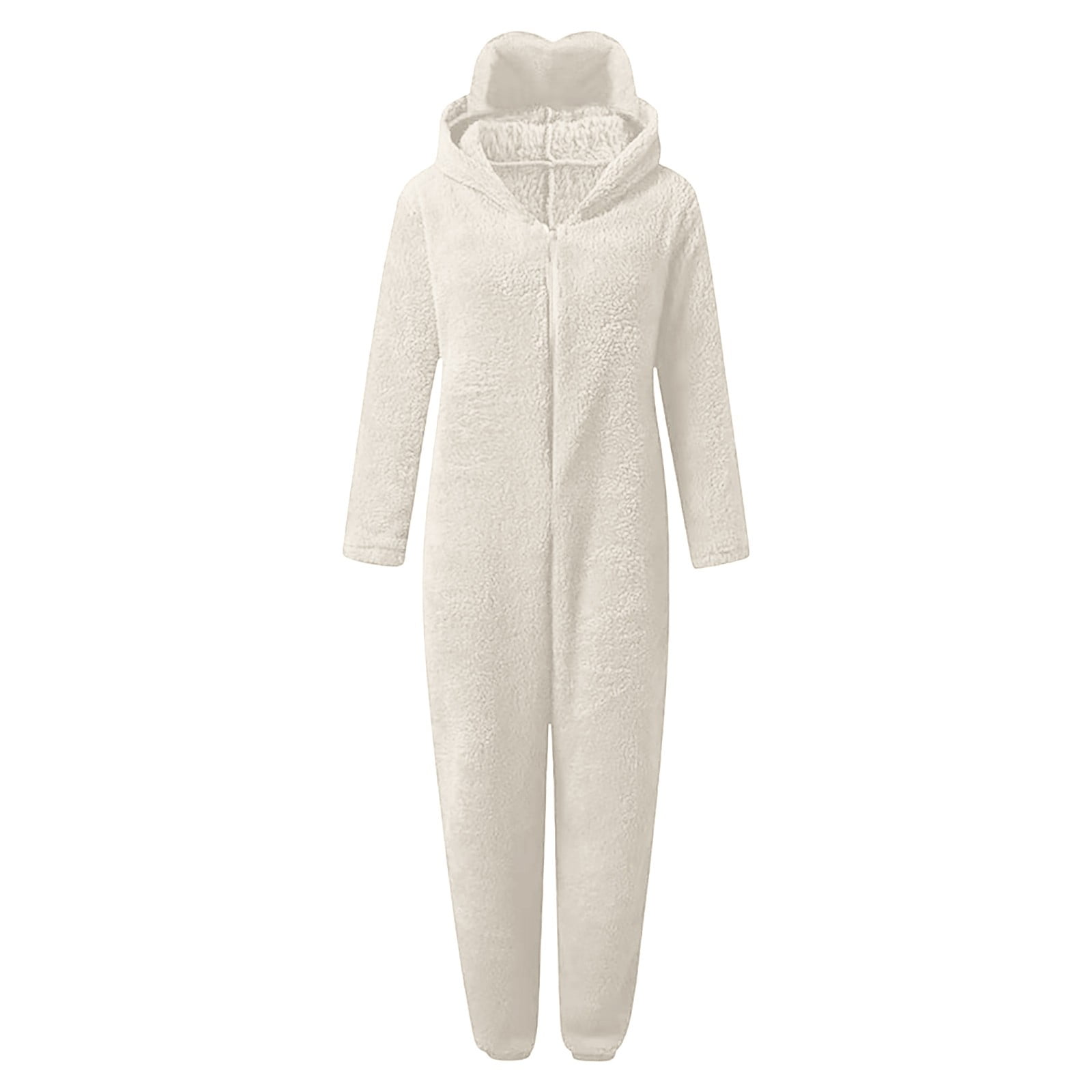 YunPes Kids Fleece Onesie for Girls Long Sleeve Zip-Front Plush Animal Jumpsuit Fuzzy Furry Sherpa Suits Cute Bear Hooded Romper