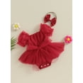 thumbnail image 4 of Musuos Baby Girls Summer Casual Romper Dress 6 12 18 24M Short Sleeve Bow Tulle Romper with Headband, 4 of 10