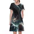 thumbnail image 1 of Balery Wave Ocean Animal Shark Vestidos sueltos de manga corta para mujer, vestidos de verano 2025, vestidos casuales de corte A con vuelo., 1 of 6