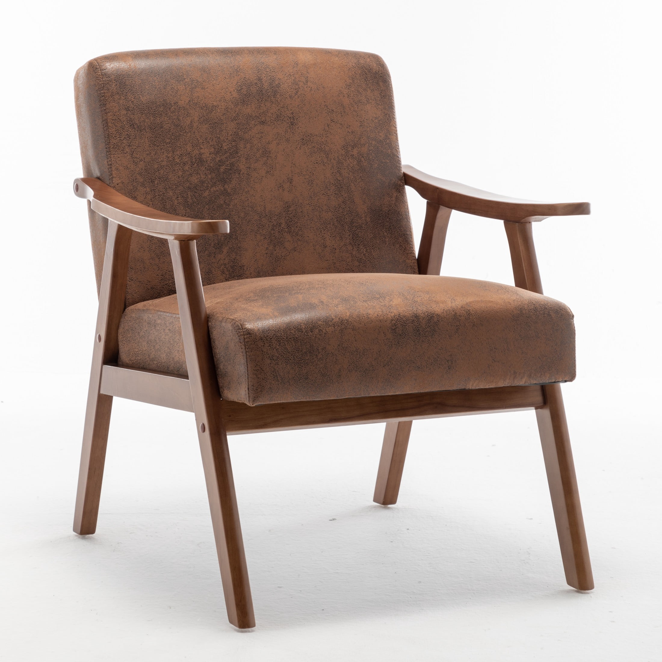 GDF Studio Mid-Century Modern Accent Chair with Microfiber Upholstery & Solid Wood Frame, Brown