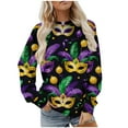 thumbnail image 2 of Mifsaly Womens Mardi Gras Sweatshirt Star Printed Long Sleeve Carnival Pullover Tops Sequin Print Funny Festival Party Shirts Going Out Daily Streetwear T-Shirt XXL, 2 of 6