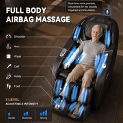 iBooMas 4D SL Track Full Body Massage Chair 3-Stage Zero Gravity Massage Chairs and Recliners with Heating, Bluetooth, Voice Prompts & App Control, Brown