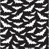 Marshall Dry Goods 45" Cotton Halloween Flying White Bats Sewing & Craft Fabric By The Yard, Black