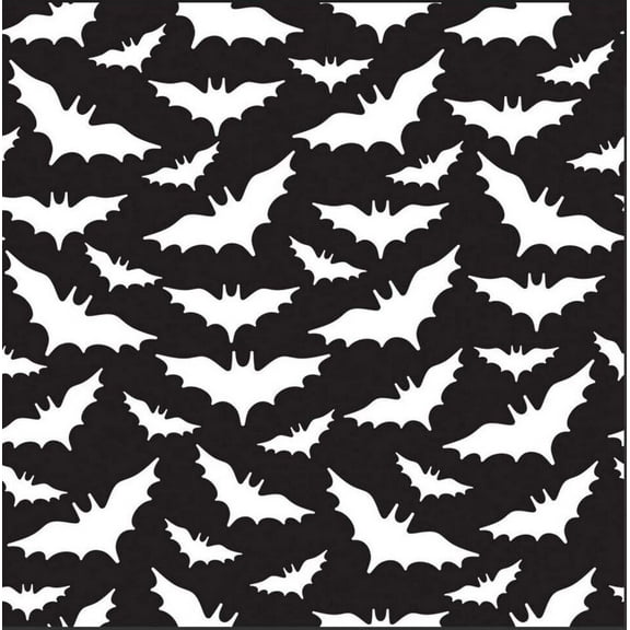 Marshall Dry Goods 45" Cotton Halloween Flying White Bats Sewing & Craft Fabric By The Yard, Black
